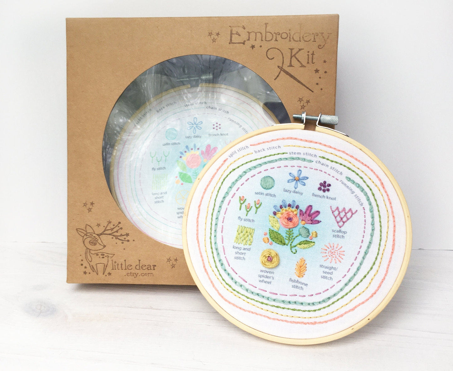Stitch Sampler Complete Kit, learn Beginner Hand Embroidery