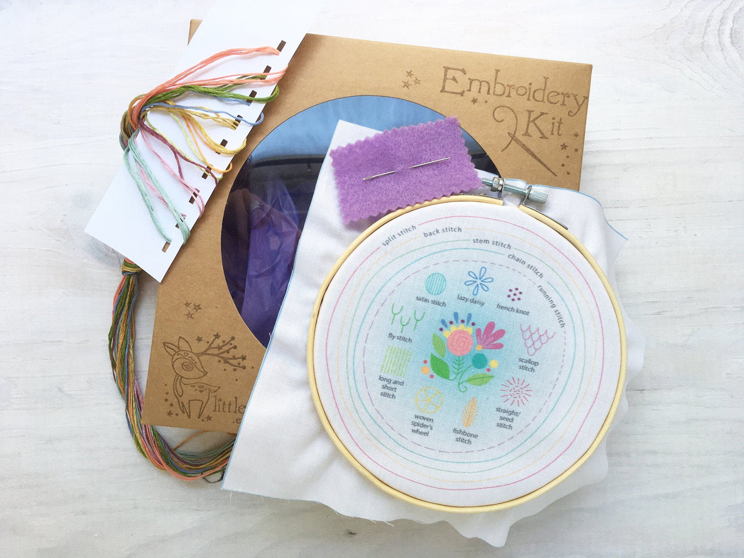 Stitch Sampler Complete Kit, learn Beginner Hand Embroidery