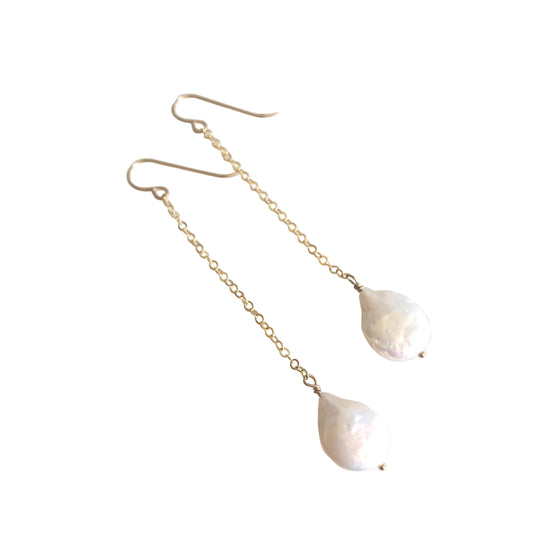 Pearl Coin Drop Earrings