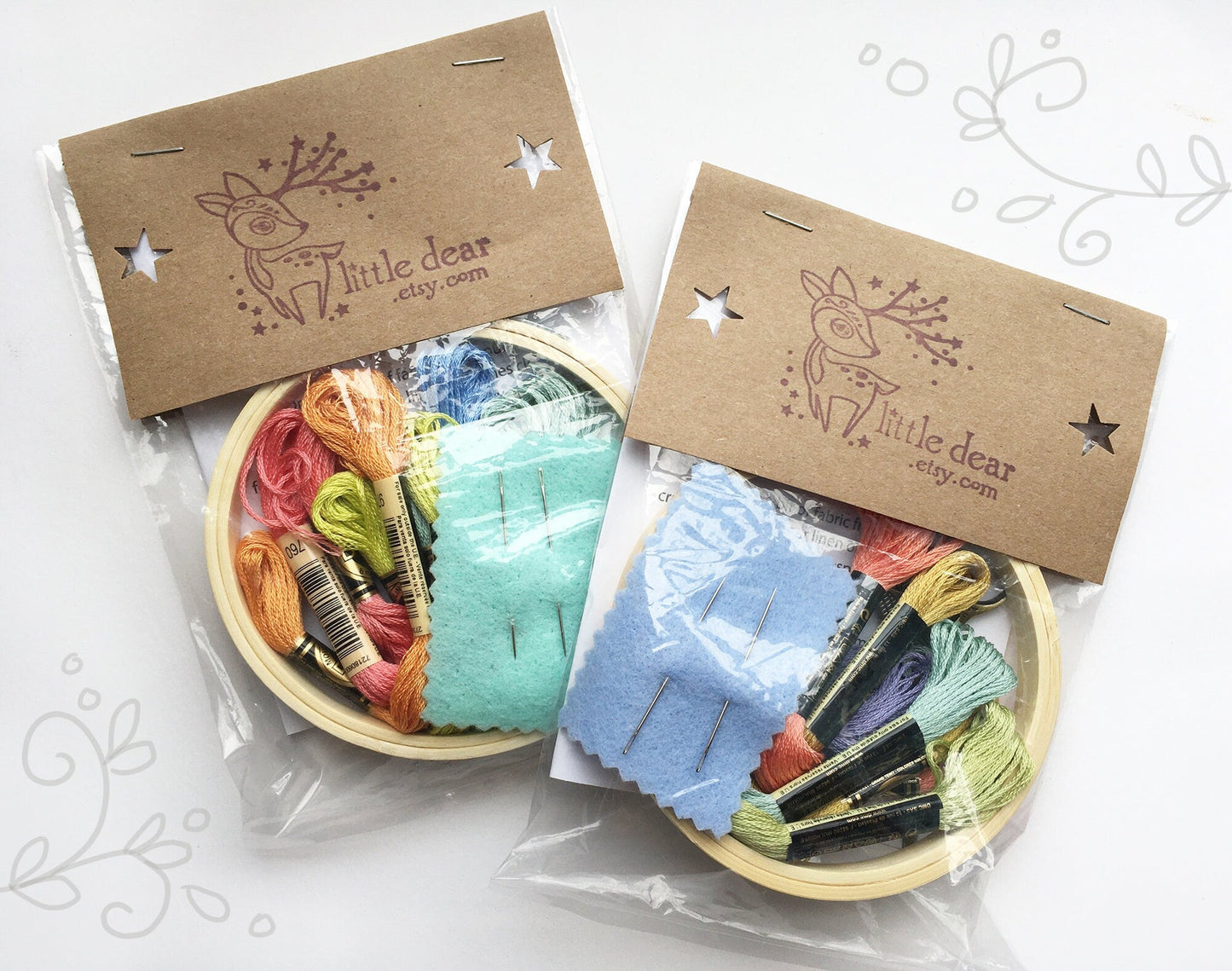 Hand Embroidery Start Up Supply Kit, floss, needles, scissors, hoop