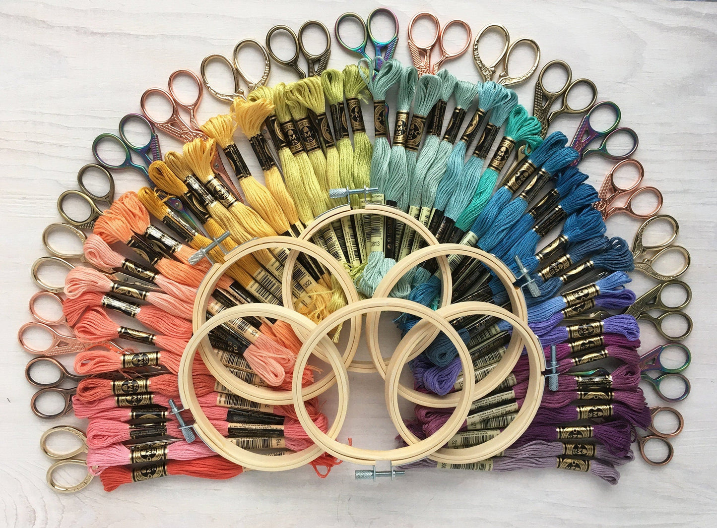 Hand Embroidery Start Up Supply Kit, floss, needles, scissors, hoop