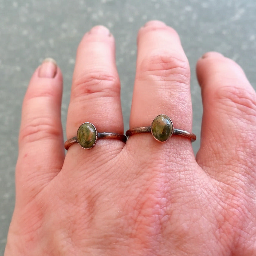 Unakite Copper Ring - Handcrafted Jewelry Talisman for Healing Daily Ritual