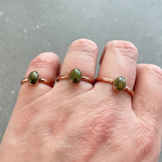 Unakite Copper Ring - Handcrafted Jewelry Talisman for Healing Daily Ritual