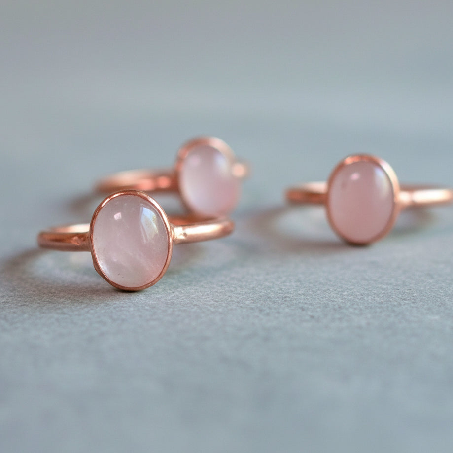 Rose Quartz Ring — Handcrafted Copper Jewelry Talisman For Heart Healing