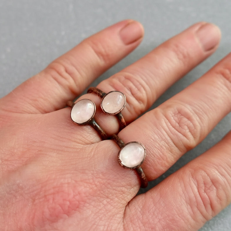 Rose Quartz Ring — Handcrafted Copper Jewelry Talisman For Heart Healing