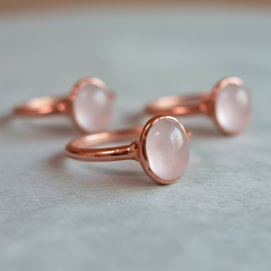 Rose Quartz Ring — Handcrafted Copper Jewelry Talisman For Heart Healing