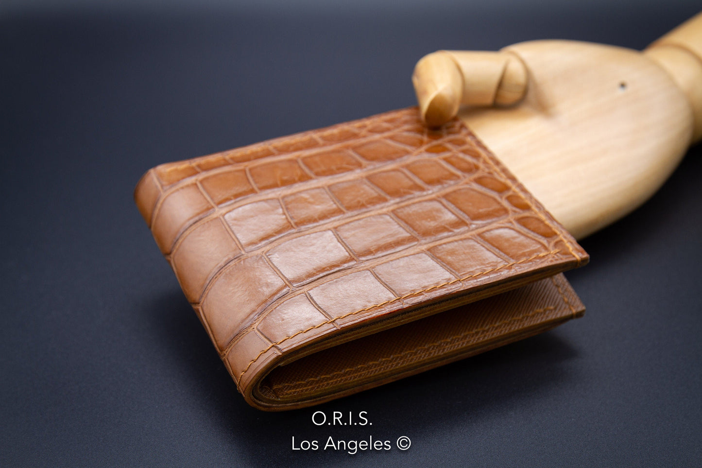 American Alligator Bifold Wallet in Cigar Color
