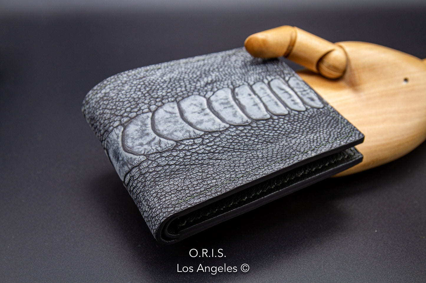 Ostrich Wallet for Men - Nubuck Charcoal