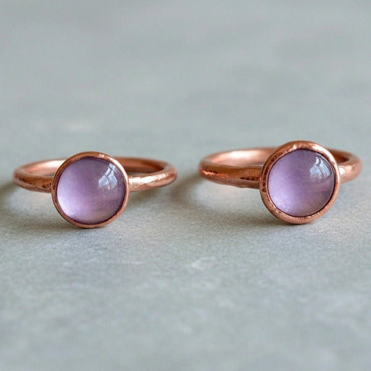 Lavender Amethyst Ring - Handcrafted Copper Talisman for Calm Daily Ritual