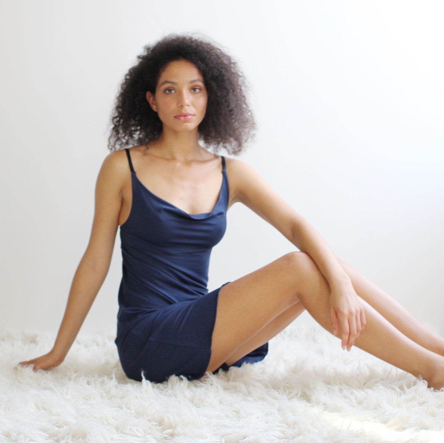 Bamboo Slip dress nightgown with draped neckline