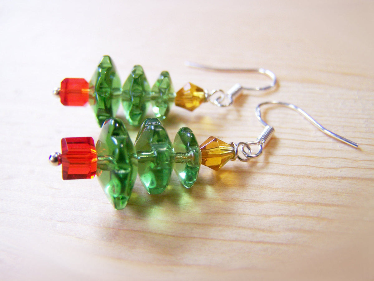 Swarovski Crystal Christmas Tree Earrings – Sterling Silver