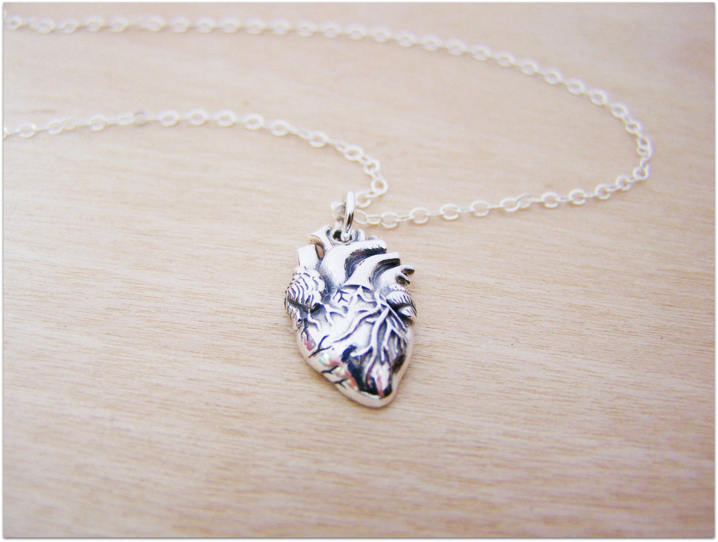 Sterling Silver Anatomical Heart Necklace – Realistic Heart Charm for Medical Professionals & Students