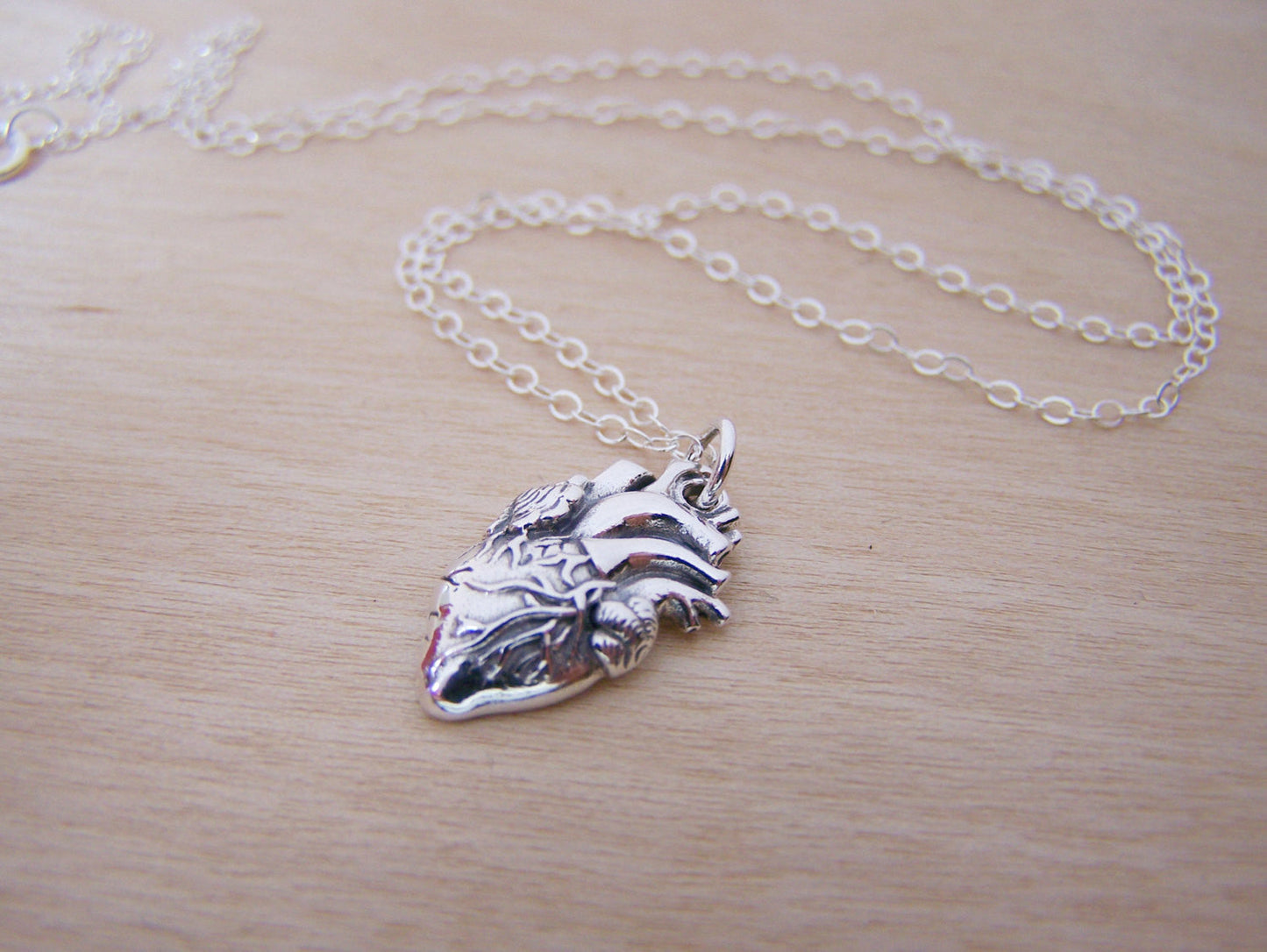Sterling Silver Anatomical Heart Necklace – Realistic Heart Charm for Medical Professionals & Students