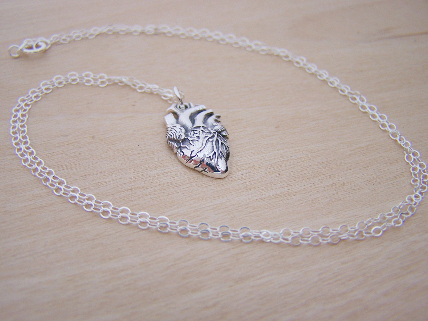 Sterling Silver Anatomical Heart Necklace – Realistic Heart Charm for Medical Professionals & Students