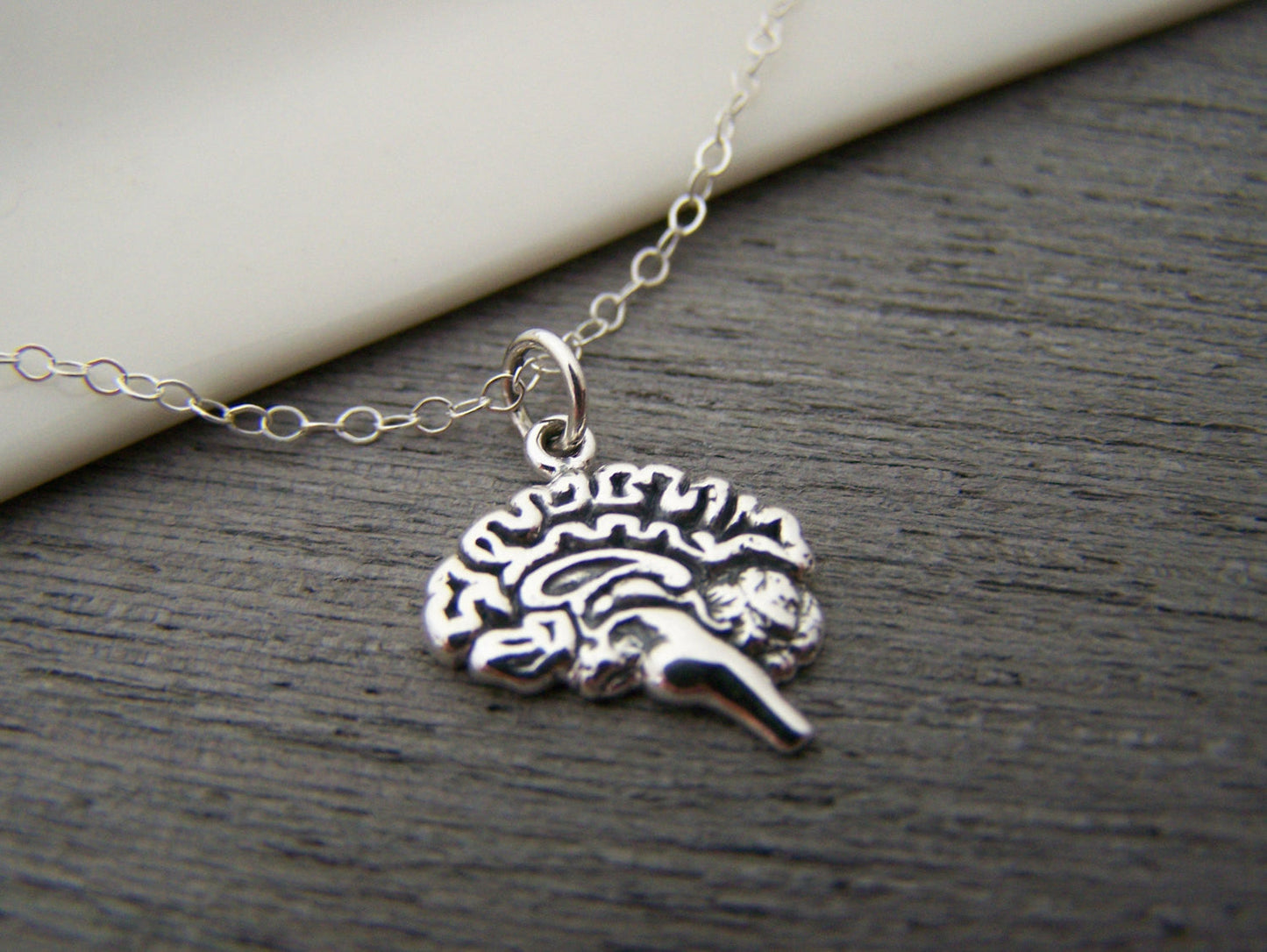 Sterling Silver Anatomical Brain Necklace – Handcrafted Charm for Medical Professionals & Students