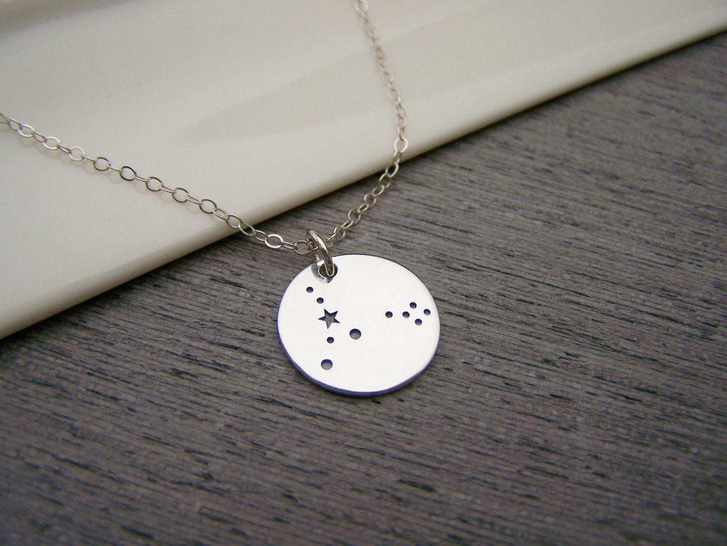 Pisces Zodiac Necklace – Sterling Silver Constellation Pendant on 18” Chain, Astrology Jewelry Gift