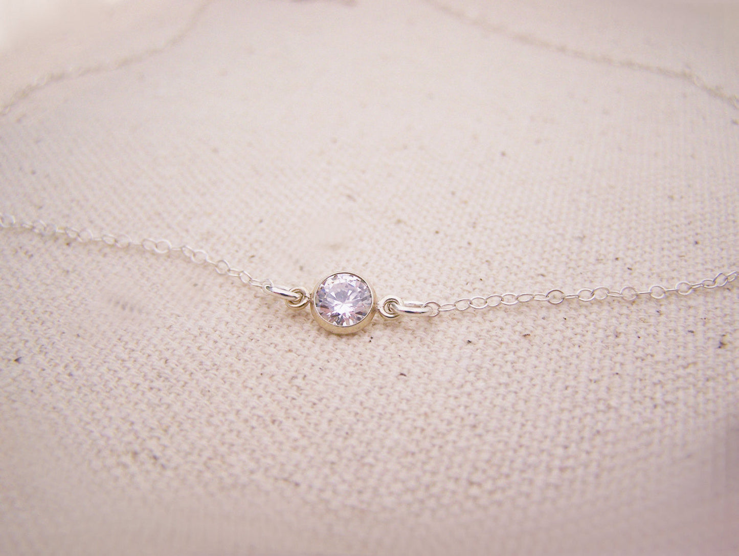 Tiny Diamond Alternative Choker, Sterling Silver - As Seen on Poppa’s House