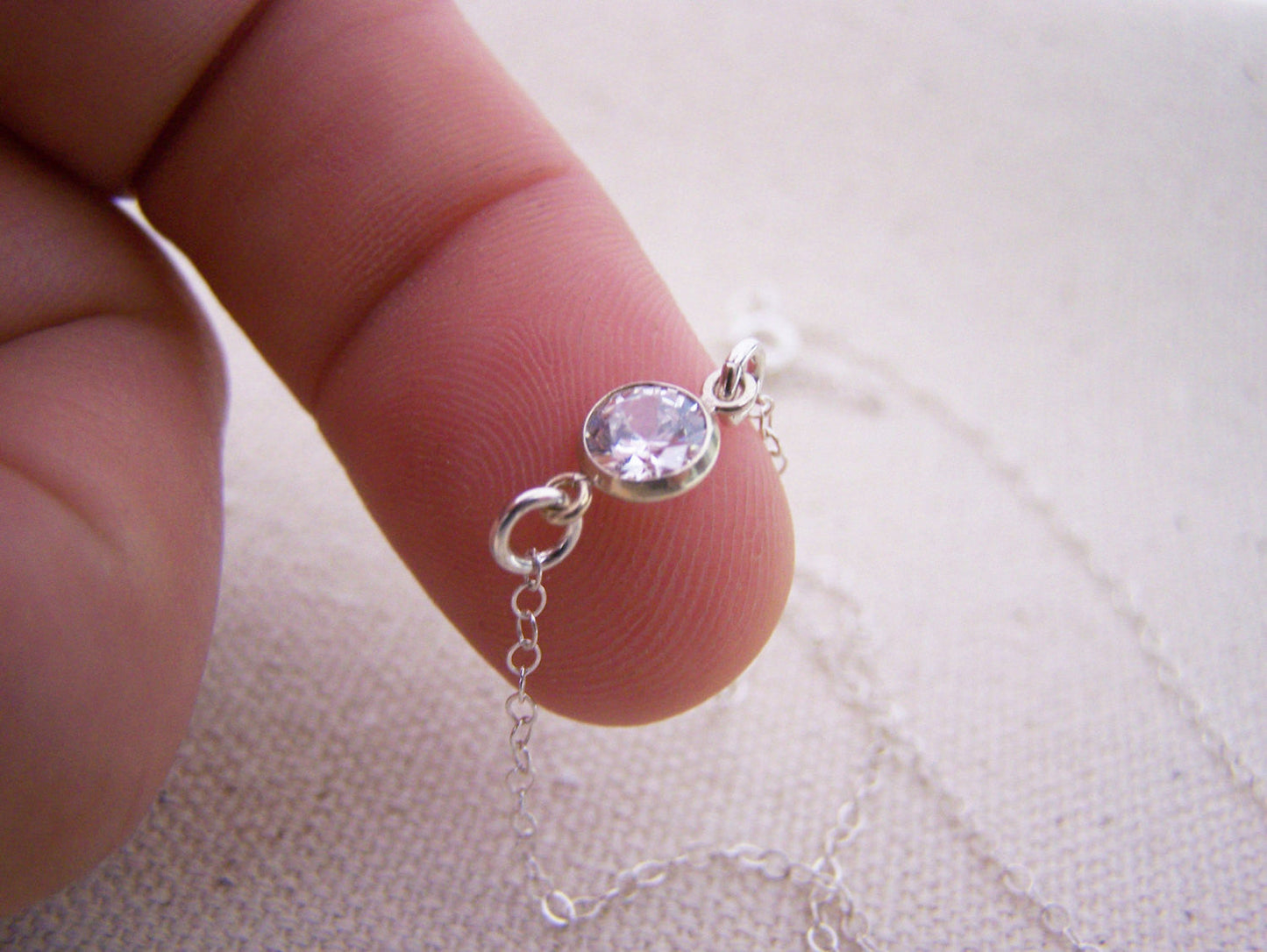 Tiny Diamond Alternative Choker, Sterling Silver - As Seen on Poppa’s House