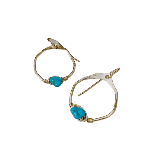 Blue Ithaca Turquoise Mini Organic Hoop Earrings