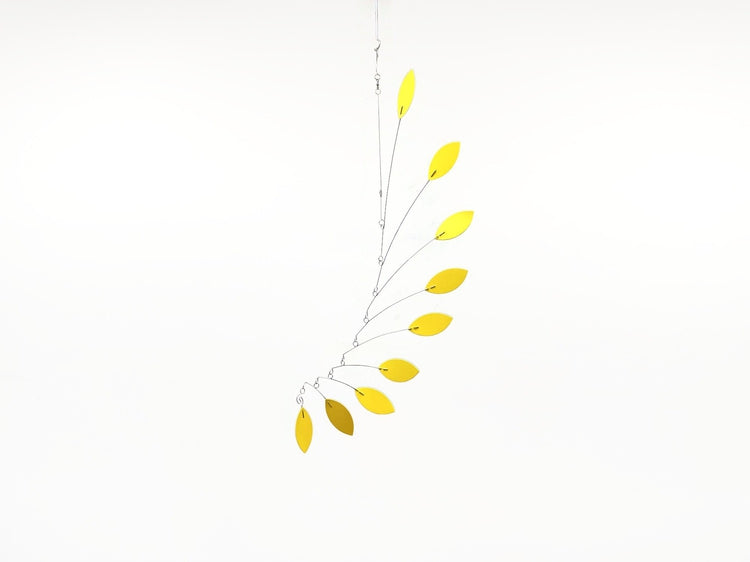 Yellow Mobile for the Minimalist or Modern Home Leaf Wave Leaves