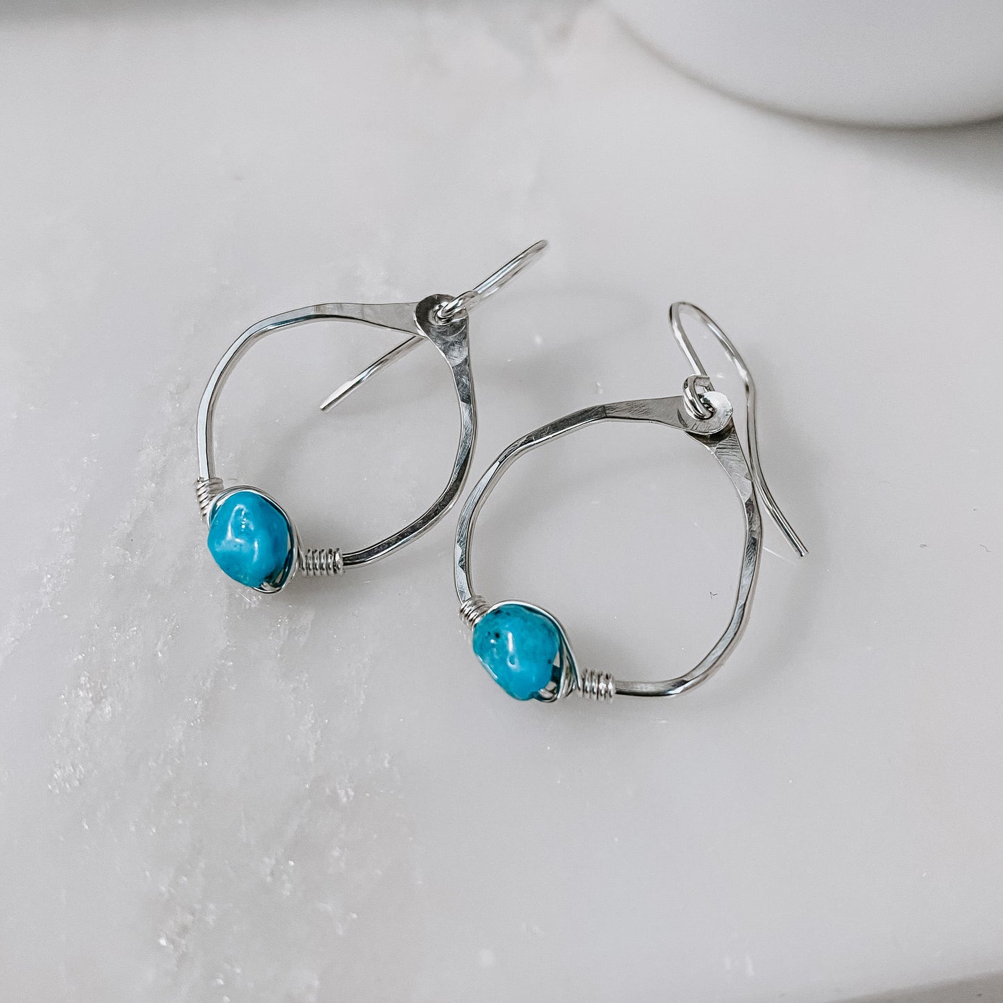 Blue Ithaca Turquoise Mini Organic Hoop Earrings