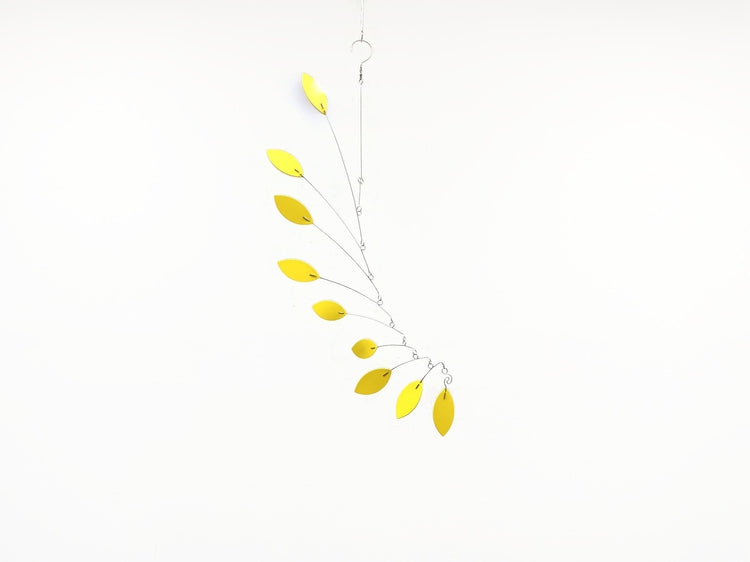 Yellow Mobile for the Minimalist or Modern Home Leaf Wave Leaves