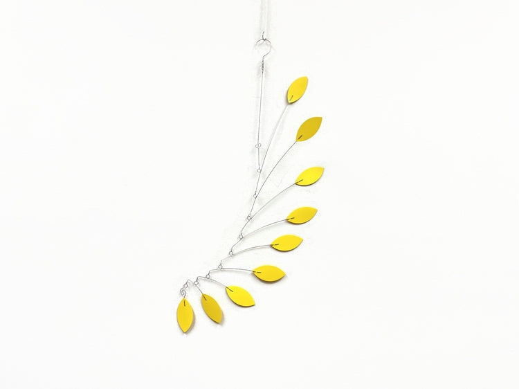 Yellow Mobile for the Minimalist or Modern Home Leaf Wave Leaves