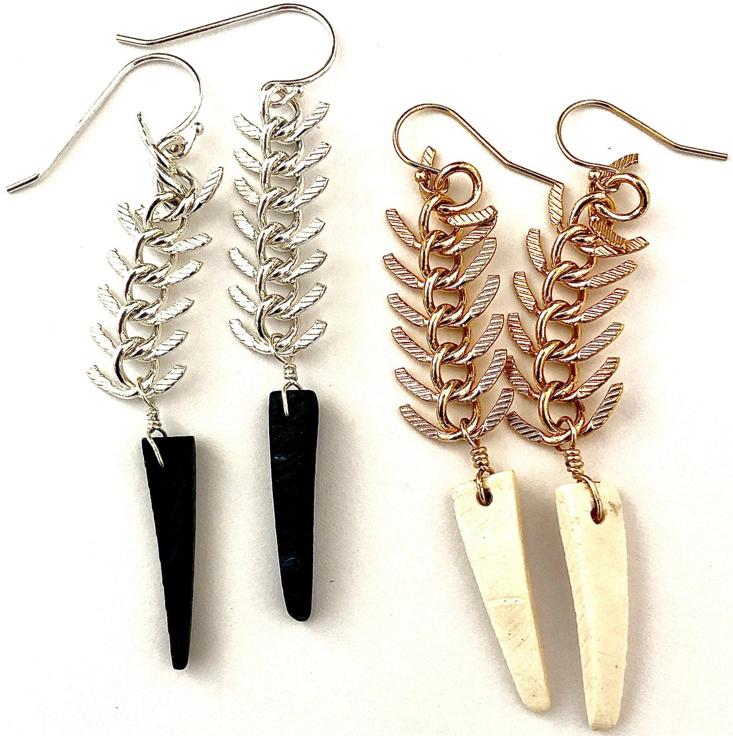 Black/White Spike Zipper earrings