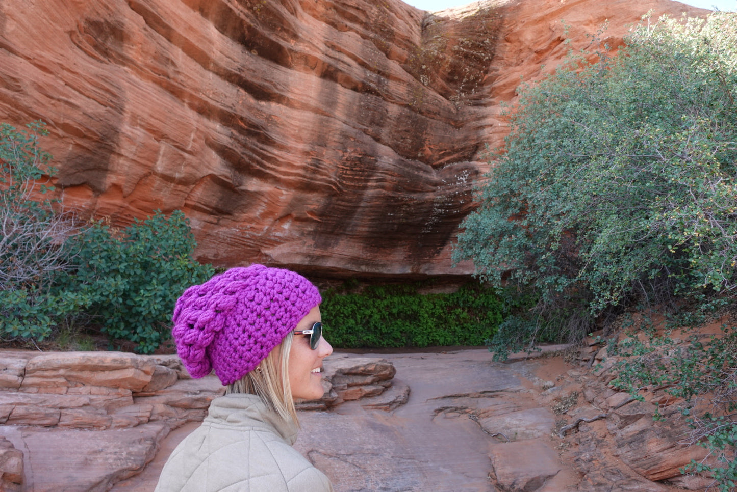 Crochet Slouch Hat | Lollipop Purple Slouchy  Beanie