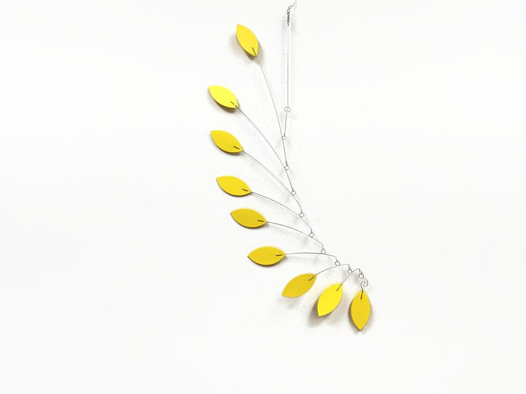 Yellow Mobile for the Minimalist or Modern Home Leaf Wave Leaves