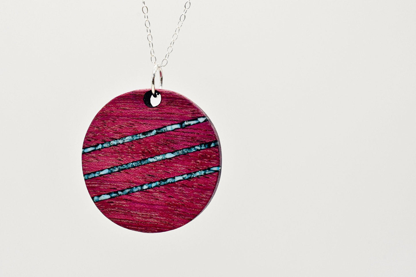Round Wood & Stone Inlay Pendant
