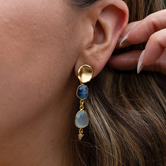 Aquamarine and Kyanite Earrings
