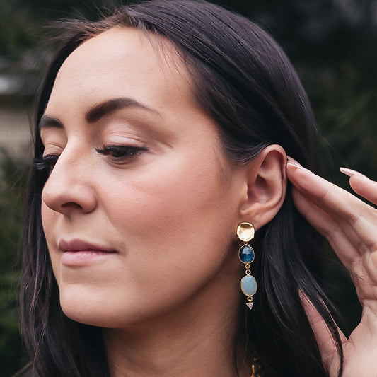 Aquamarine and Kyanite Earrings