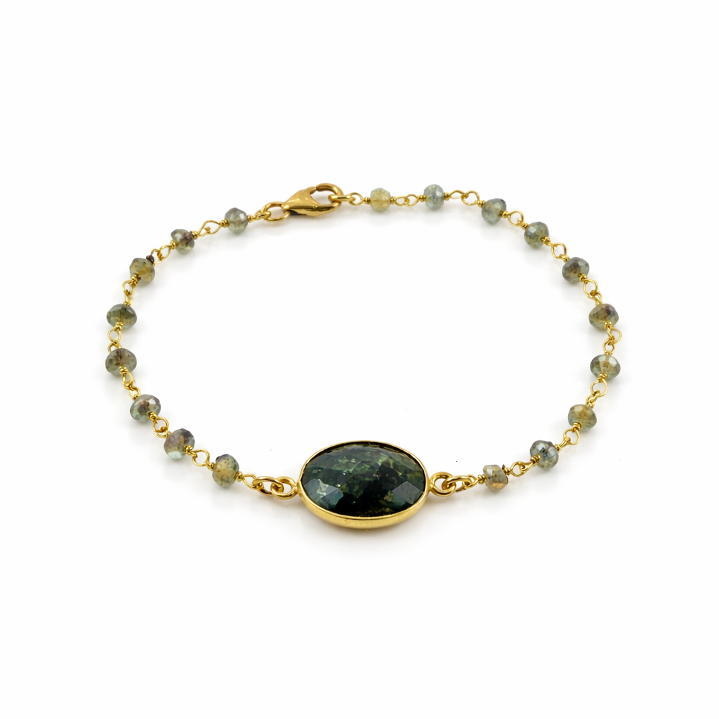 Labradorite Rosary Chain Oval Bezel Bracelet