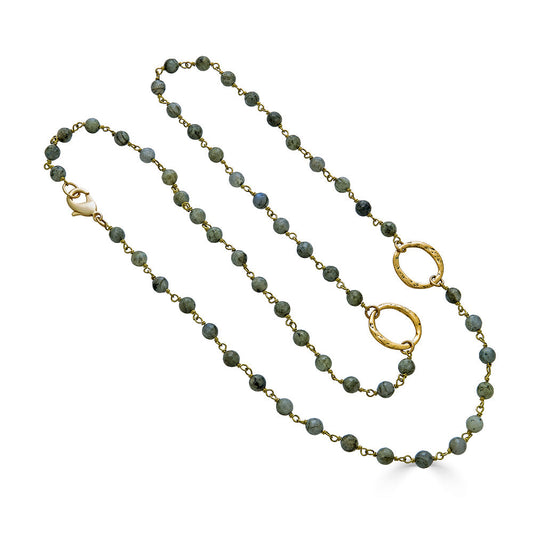 Gold Labradorite Necklace with Circle Detail