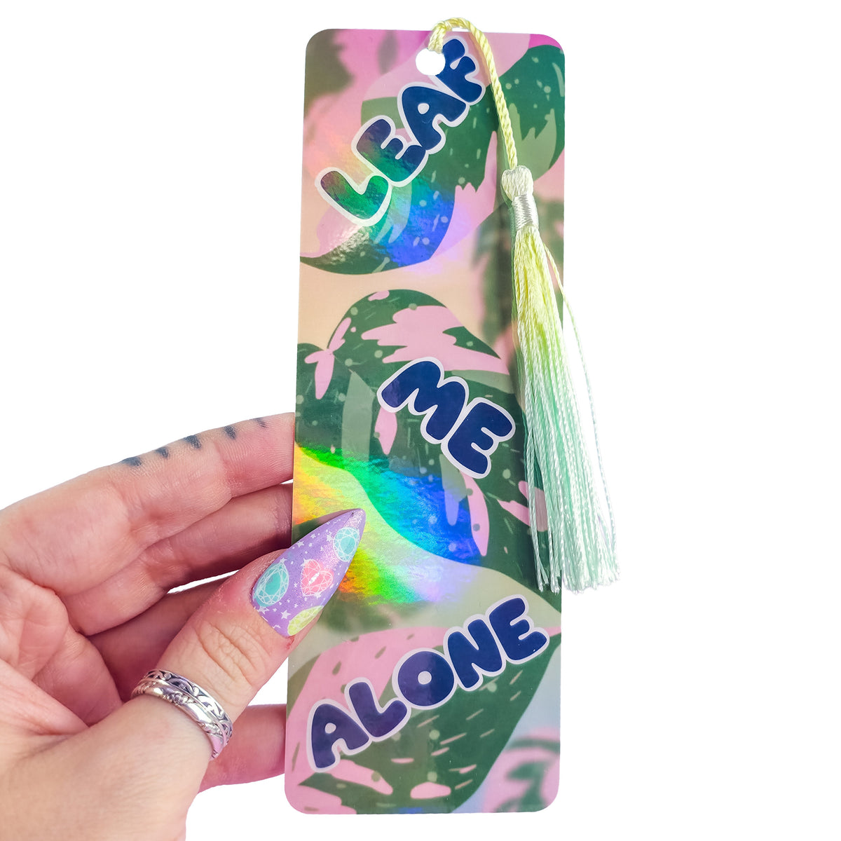 Leaf Me Alone Bookmark - Holographic Pink Princess Philodendron