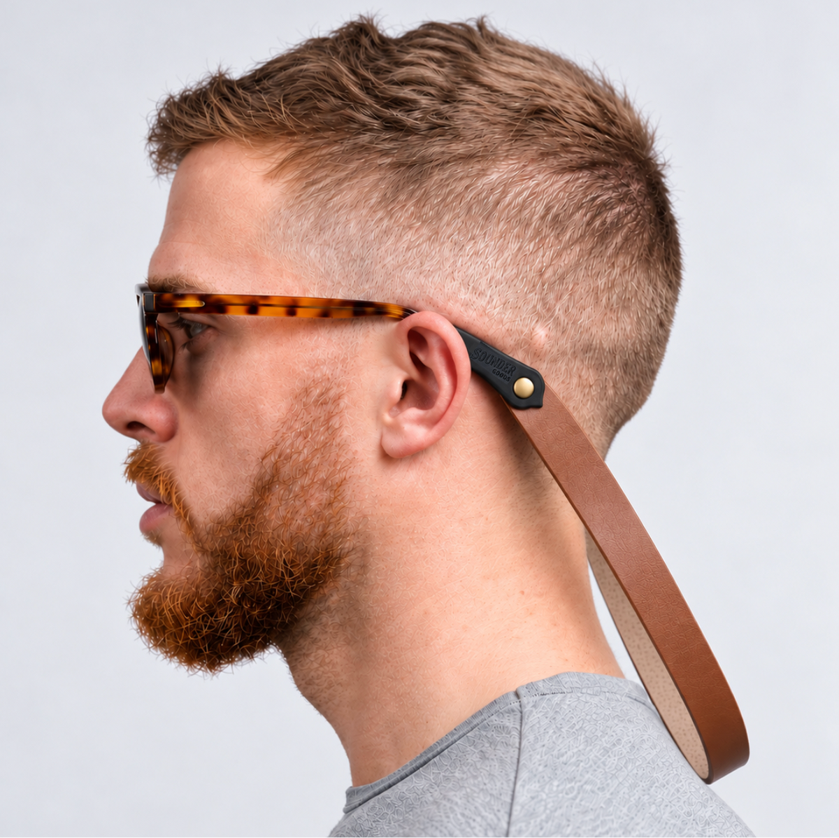 Monogrammed Leather Sunglass Strap (Waxed Classic Style)