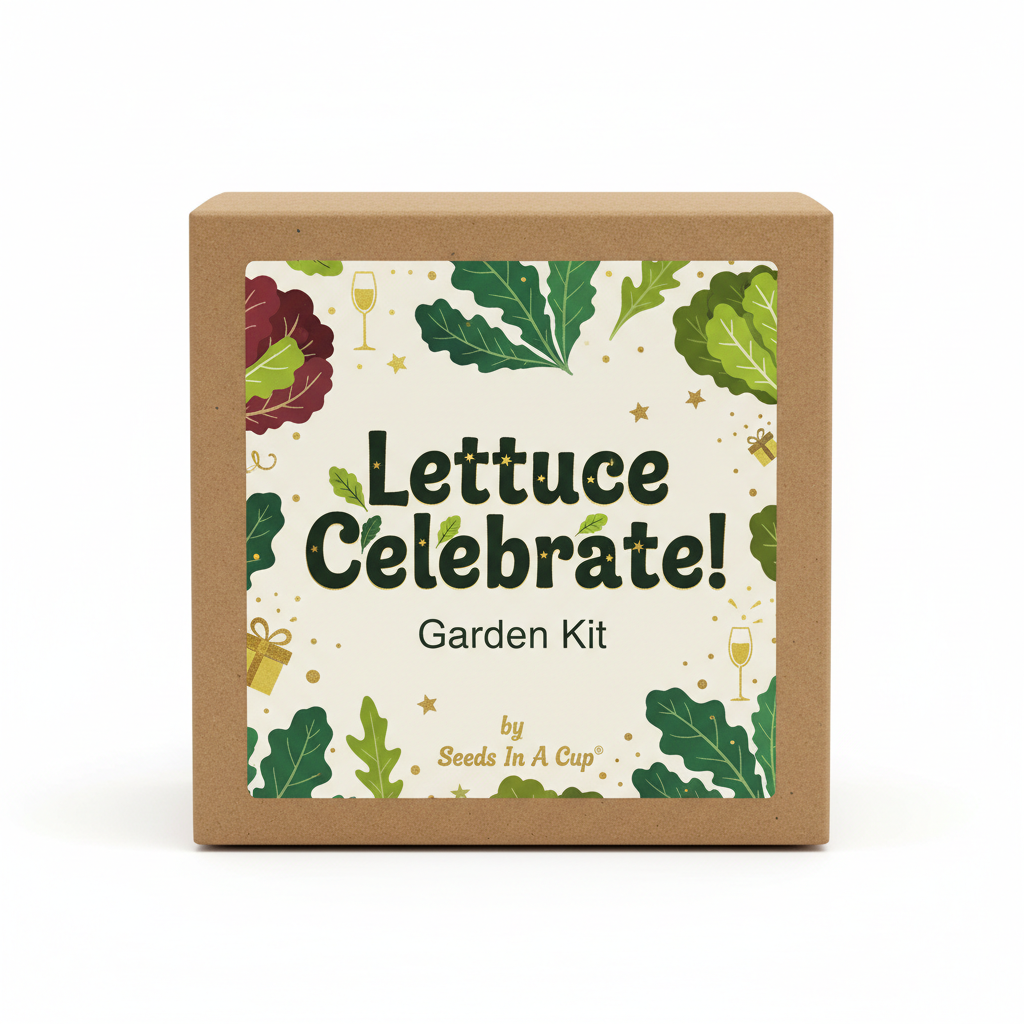 Lettuce Celebrate! Garden Kit | Lettuce, Spinach, Kale & Arugula | Seeds In A Cup®