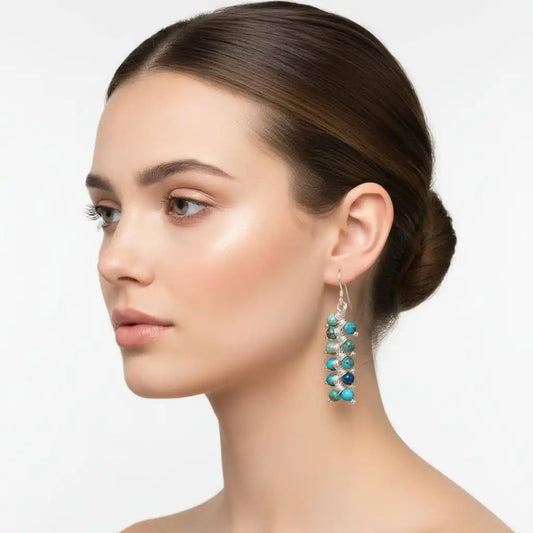 Seen On Jane The Virgin Silver Turquoise Wire Coil Earrings