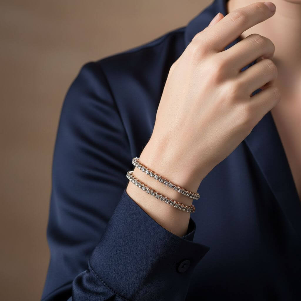 Catch-Free Crystal Rhinestone Tennis Bracelet Bangle