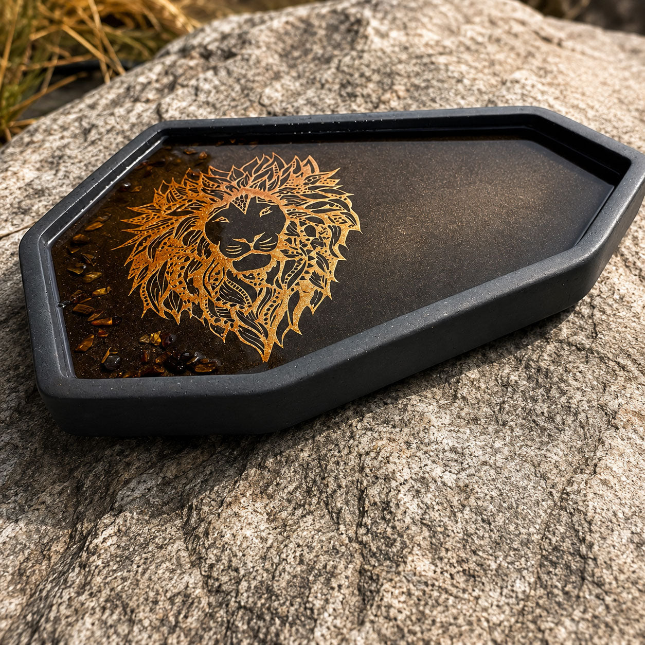Concrete & Resin Decorative Lion Tray | 9" x 6.75" | Color Crete Creations