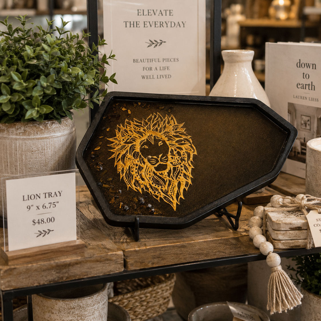 Concrete & Resin Decorative Lion Tray | 9" x 6.75" | Color Crete Creations