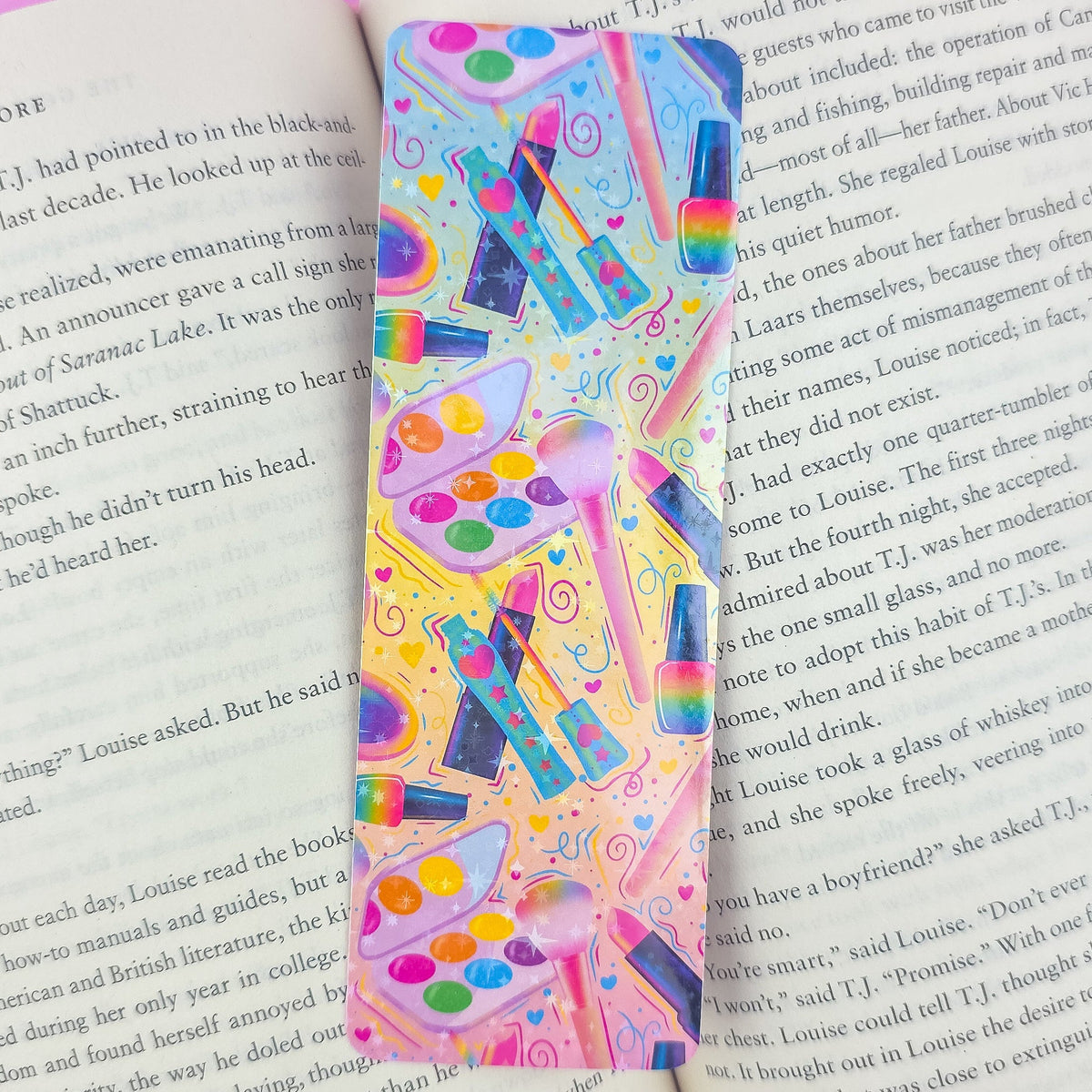 Makeup Holographic Bookmark - Cute Colorful Beauty Bookmark, Book Lover Gift