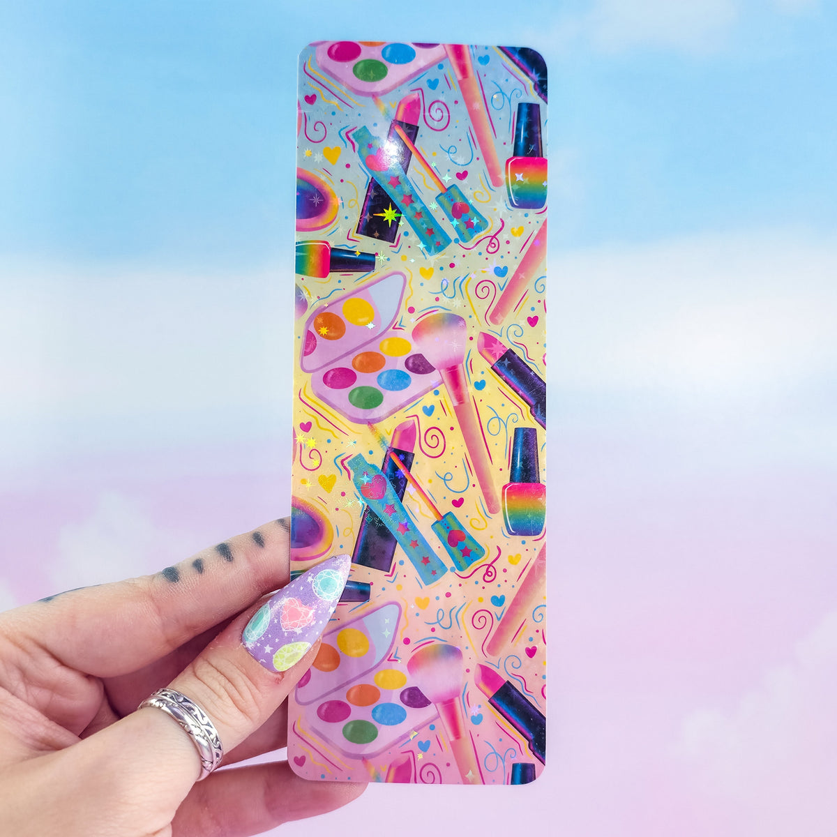 Makeup Holographic Bookmark - Cute Colorful Beauty Bookmark, Book Lover Gift