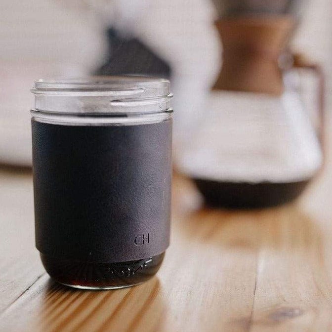 Leather Mason Jar Sleeve (Glass included)