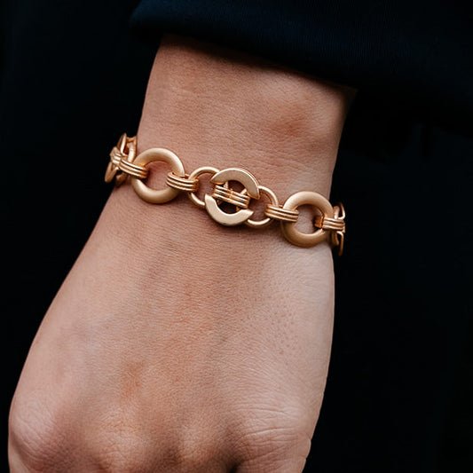 Matte Gold Mixed Chain Link Bracelet