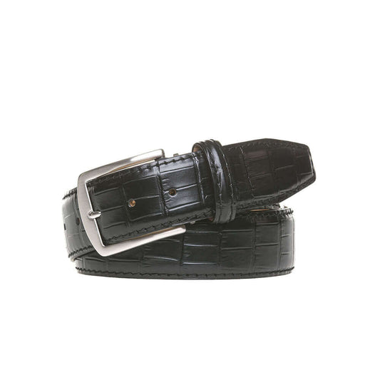 Black Mock Gator Leather Belt