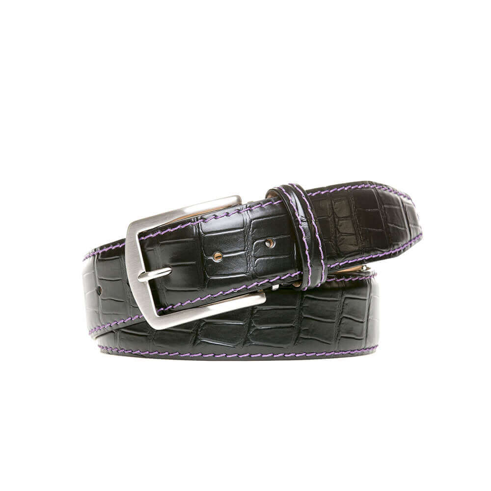 Black Mock Gator Leather Belt