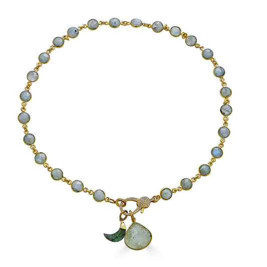 Moonstone Necklace with Labradorite Moon
