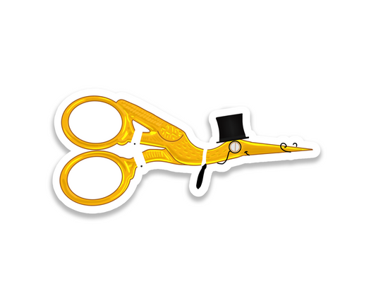 Mr Stork Embroidery Scissors Clear Sticker, 4 x 1.8 in